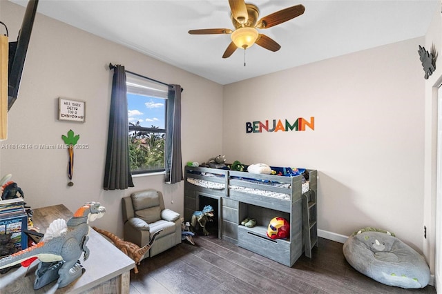 3401 SE 5th St, Homestead, FL 33033 - bedroom with wood finished floors and ceiling fan