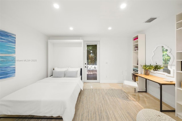615 Santander Ave Unit C, Coral Gables, FL 33134 - bedroom featuring access to exterior and recessed lighting