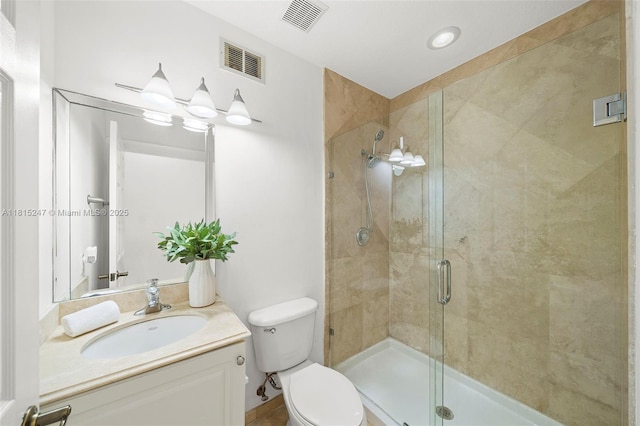 615 Santander Ave Unit C, Coral Gables, FL 33134 - bathroom featuring vanity, a shower stall, and toilet