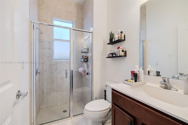 15104 SW 176th St, Miami, FL 33187 - bathroom with vanity, toilet, a stall shower, and tile patterned flooring