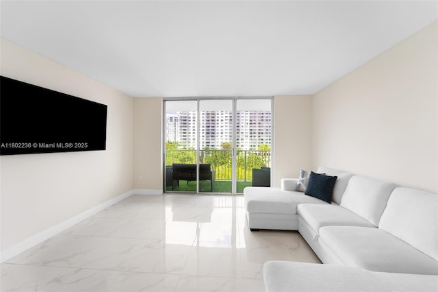 2851 NE 183rd St Unit 510E, Aventura, FL 33160 - living room with marble finish floors, baseboards, and a view of city
