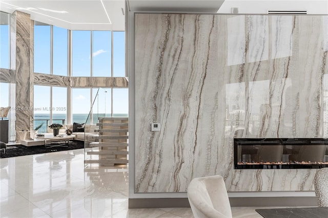 1300 Brickell Bay Dr Unit 4400, Miami, FL 33131 - bathroom with a water view, a towering ceiling, and expansive windows