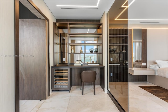 1300 Brickell Bay Dr Unit 4400, Miami, FL 33131 - tiled home office with wine cooler