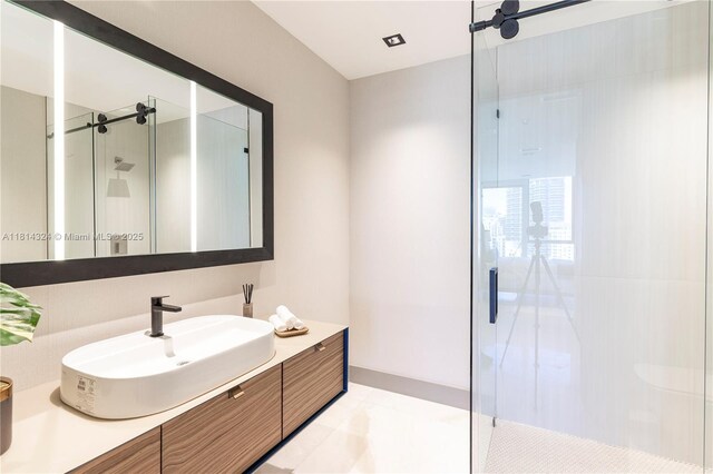 1300 Brickell Bay Dr Unit 4400, Miami, FL 33131 - bathroom with an enclosed shower and vanity