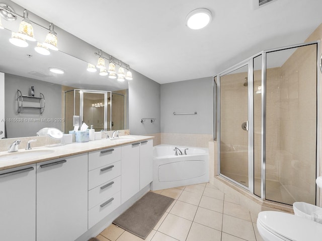 16699 Collins Ave Unit 2906, Sunny Isles Beach, FL 33160 - full bath with tile patterned flooring, a garden tub, a shower stall, double vanity, and toilet