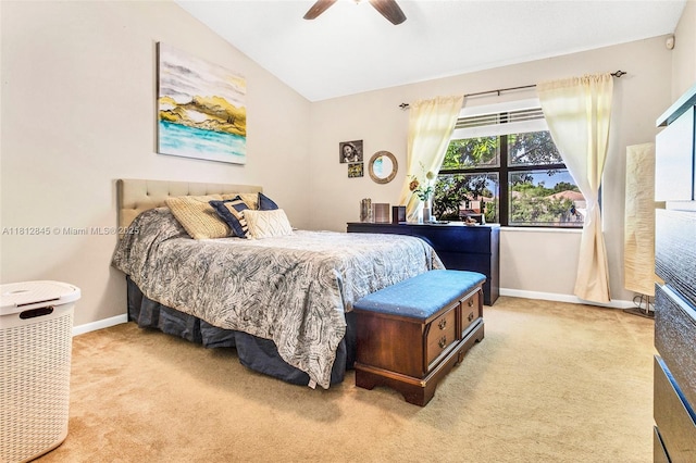10630 NW 14th St Unit 115, Plantation, FL 33322 - bedroom with carpet floors, baseboards, vaulted ceiling, and a ceiling fan