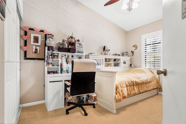10630 NW 14th St Unit 115, Plantation, FL 33322 - carpeted bedroom featuring a desk, a ceiling fan, and baseboards