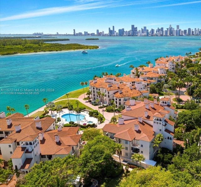 2124 Fisher Island Dr Unit 2124, Miami Beach, FL 33109 - drone / aerial view of a large body of water and city skyline
