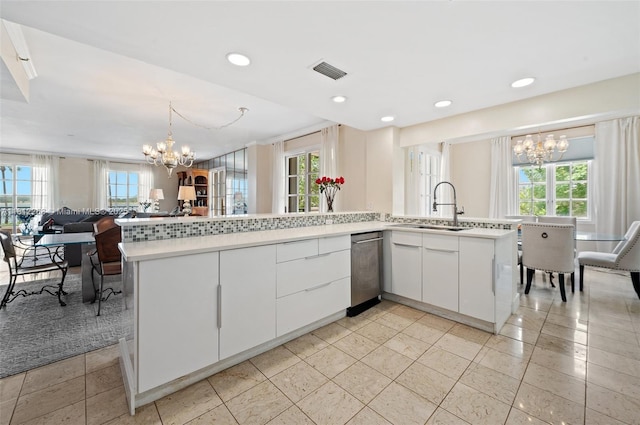 2124 Fisher Island Dr Unit 2124, Miami Beach, FL 33109 - kitchen featuring a chandelier, healthy amount of natural light, open floor plan, and recessed lighting