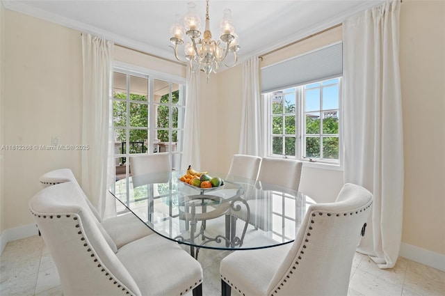 2124 Fisher Island Dr Unit 2124, Miami Beach, FL 33109 - dining room with baseboards and a chandelier