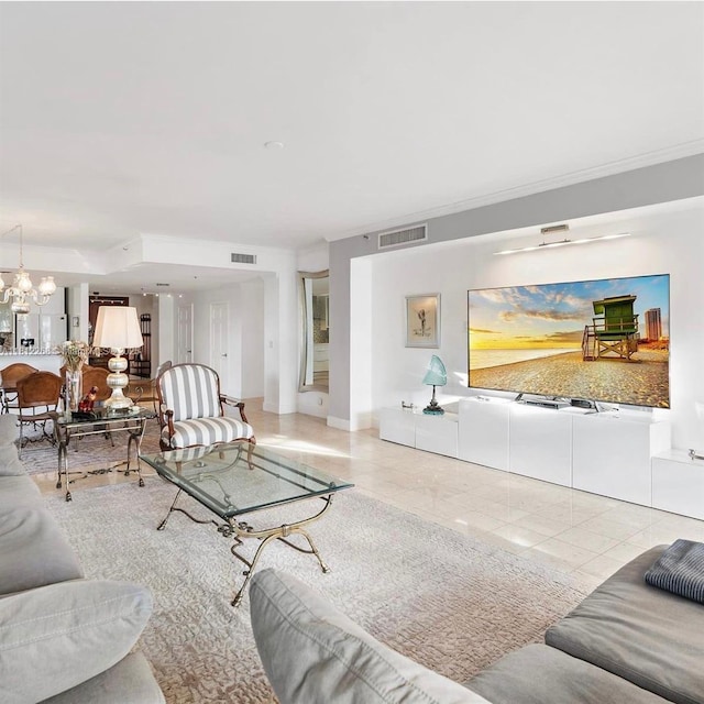 2124 Fisher Island Dr Unit 2124, Miami Beach, FL 33109 - living room featuring a chandelier