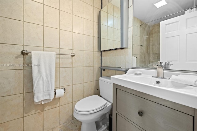 2124 Fisher Island Dr Unit 2124, Miami Beach, FL 33109 - full bath with vanity, tile walls, and a shower with shower curtain