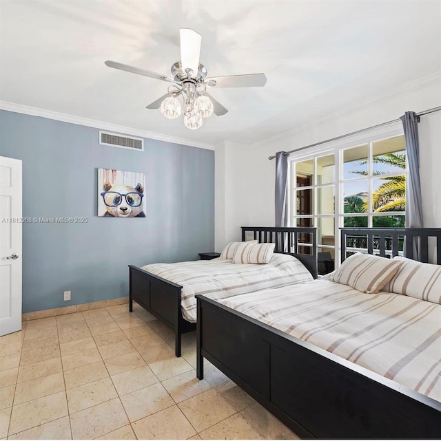 2124 Fisher Island Dr Unit 2124, Miami Beach, FL 33109 - bedroom featuring crown molding and a ceiling fan
