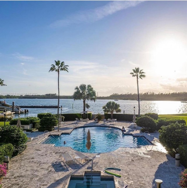 2124 Fisher Island Dr Unit 2124, Miami Beach, FL 33109 - community pool featuring a water view and a patio