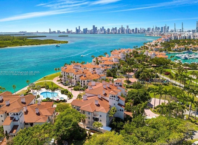2124 Fisher Island Dr Unit 2124, Miami Beach, FL 33109 - drone / aerial view of city skyline and a nearby body of water