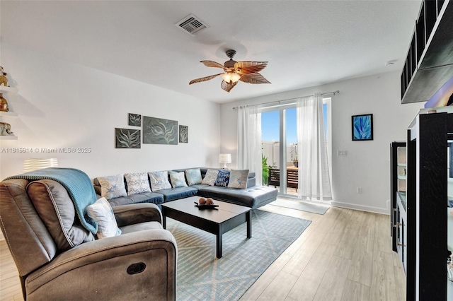 680 SE Lake Falls St, Port St Lucie, FL 34984 - living area with a ceiling fan, light wood finished floors, and baseboards