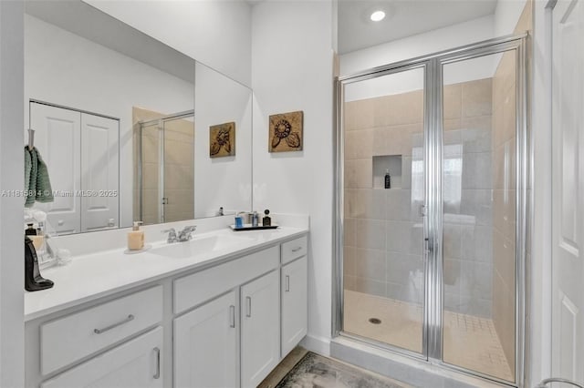 680 SE Lake Falls St, Port St Lucie, FL 34984 - full bath with vanity, a shower stall, and recessed lighting