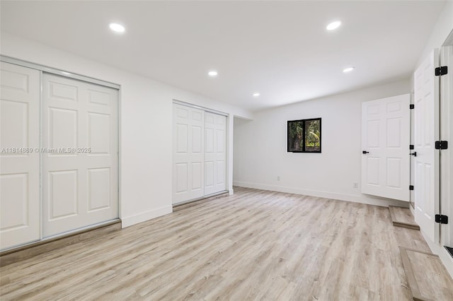 3105 SW 16th St, Fort Lauderdale, FL 33312 - unfurnished bedroom with light wood-style flooring, multiple closets, recessed lighting, and baseboards