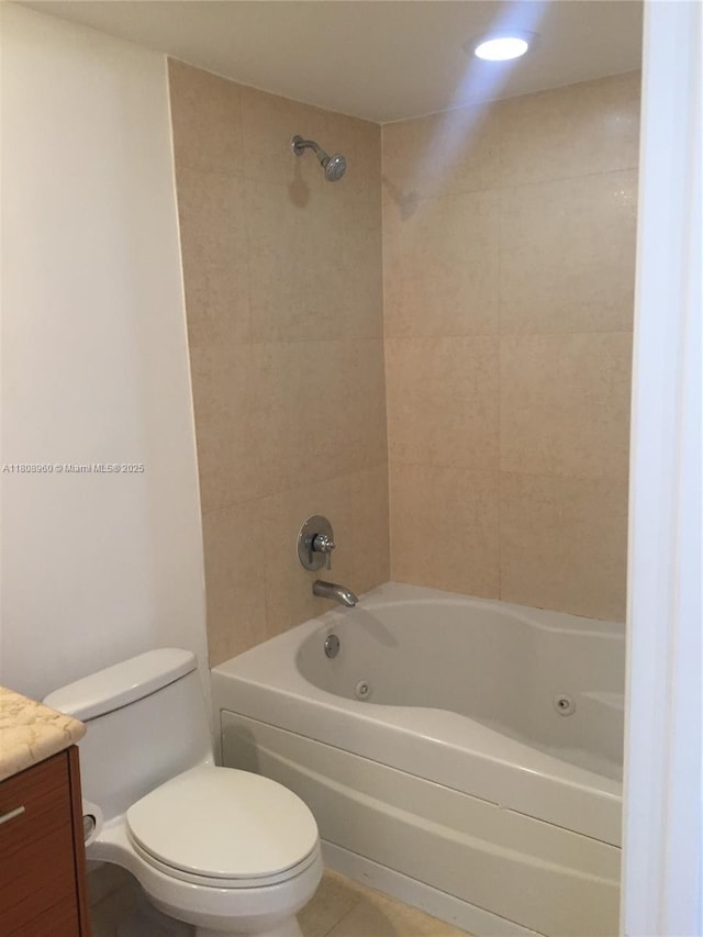 50 Biscayne Blvd Unit 3303, Miami, FL 33132 - full bath featuring toilet, vanity, a combined bath / shower with jetted tub, and tile patterned floors