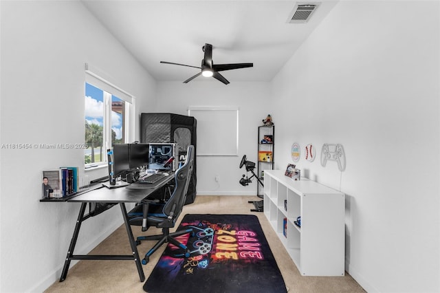 22618 SW 94th Path, Cutler Bay, FL 33190 - office with a ceiling fan, light carpet, and baseboards