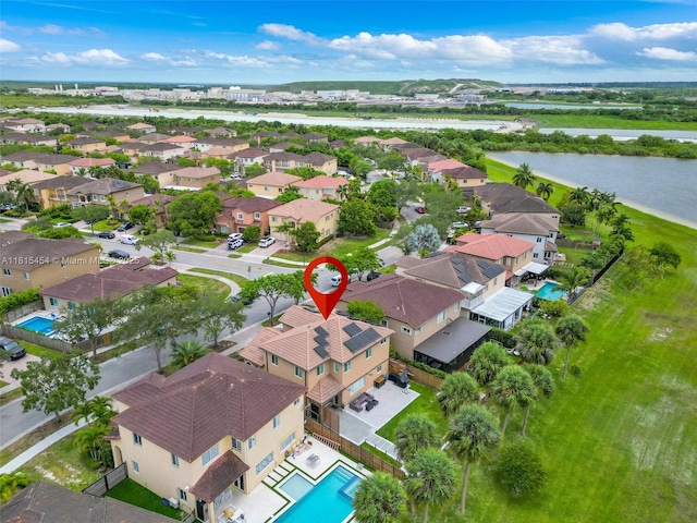 22618 SW 94th Path, Cutler Bay, FL 33190 - aerial perspective of suburban area featuring a pool and a large body of water