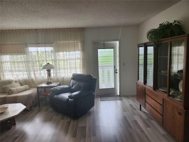 4144 Cambridge G 4144, Deerfield Beach, FL 33442 - living room featuring wood finished floors and a textured ceiling