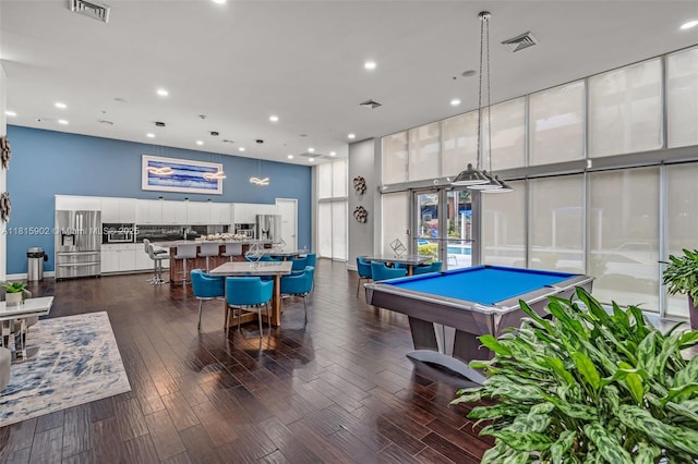2775 NE 187th St Unit Ph6, Aventura, FL 33180 - game room featuring a high ceiling, billiards, dark wood-style floors, and recessed lighting