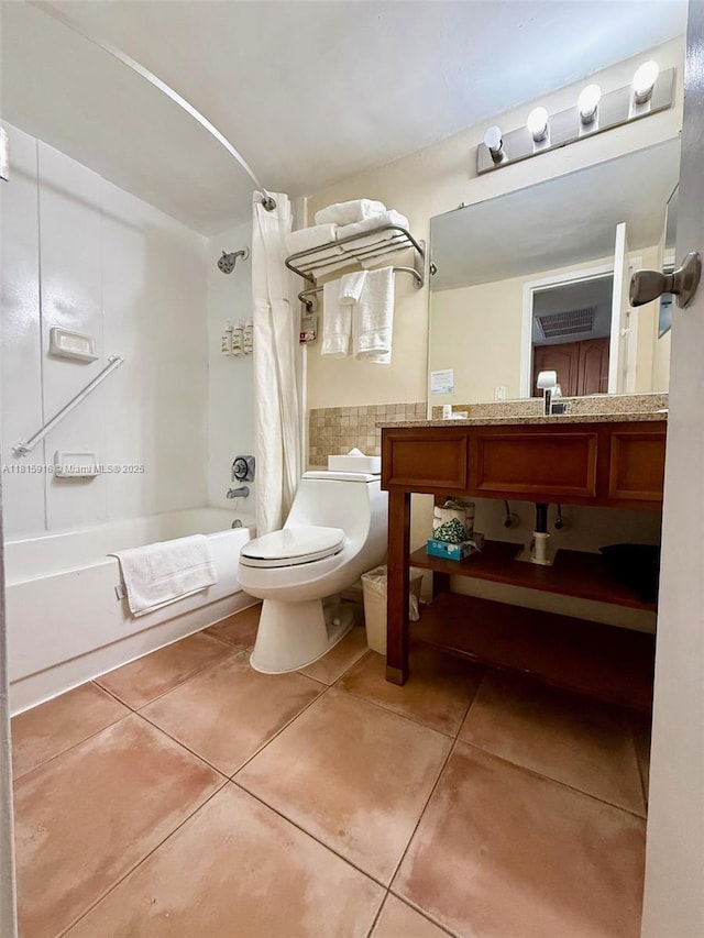 19201 Collins Ave Unit 1019, Sunny Isles Beach, FL 33160 - bathroom with tile patterned flooring, shower / bath combination with curtain, and toilet