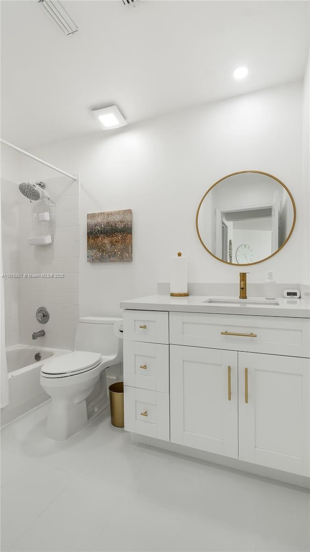 1981 NW 171st Ave, Pembroke Pines, FL 33028 - full bathroom with vanity, toilet,  shower combination, and tile patterned flooring