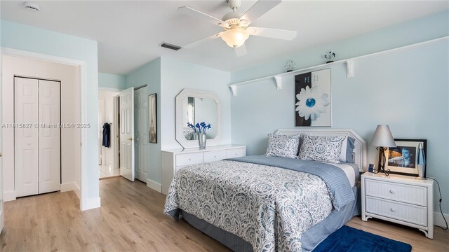 1981 NW 171st Ave, Pembroke Pines, FL 33028 - bedroom featuring light wood-type flooring, baseboards, and ceiling fan