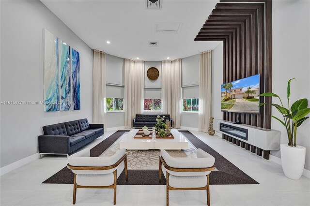 1981 NW 171st Ave, Pembroke Pines, FL 33028 - living room featuring baseboards and recessed lighting
