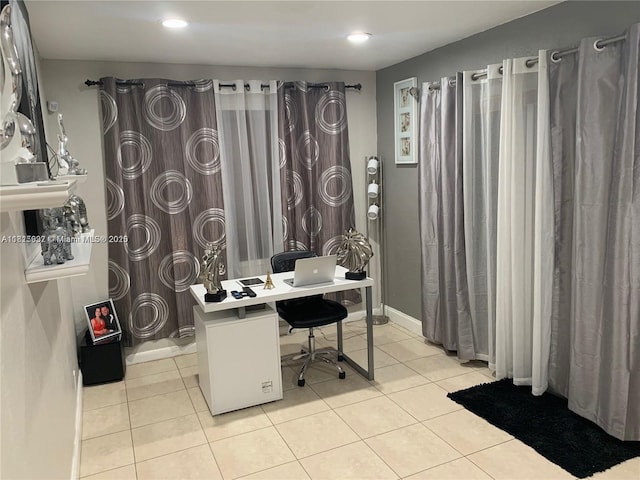 6309 Wiley St, Hollywood, FL 33023 - home office featuring light tile patterned flooring and recessed lighting
