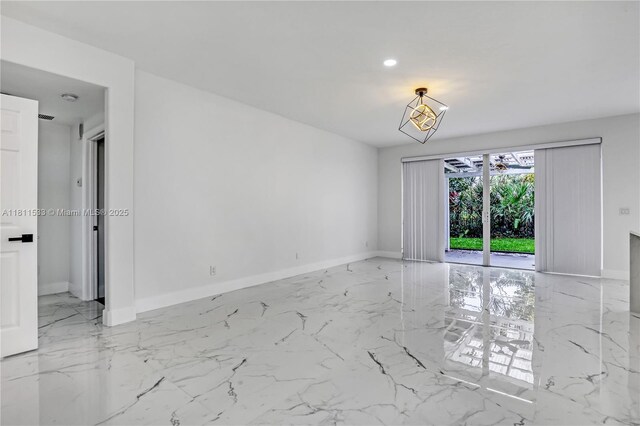 12173 Colony Preserve Dr, Boynton Beach, FL 33436 - unfurnished room with marble tiled floors and recessed lighting