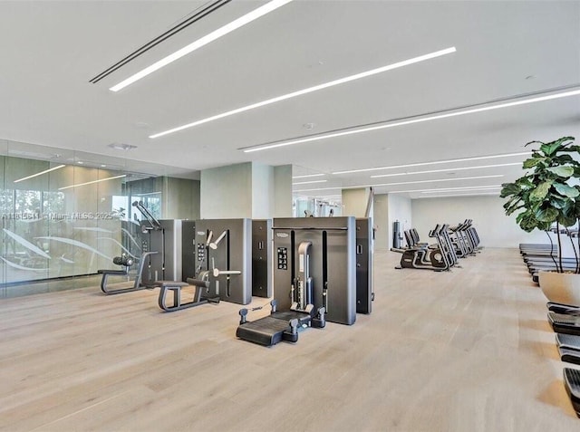 650 NE 32nd St Unit 4701, Miami, FL 33137 - workout area with wood finished floors