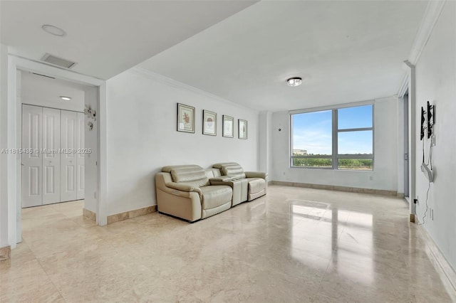 2641 N Flamingo Rd Unit 603N, Sunrise, FL 33323 - living area featuring crown molding and baseboards
