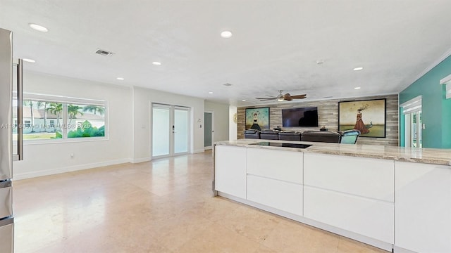 19520 SW 307th St, Homestead, FL 33030 - unfurnished living room featuring recessed lighting, a ceiling fan, and french doors