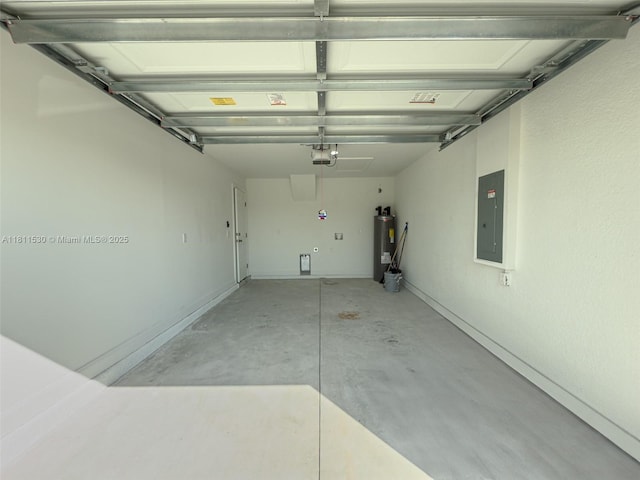 842844 Alabama Rd S, Lehigh Acres, FL 33974 - garage featuring water heater, electric panel, and a garage door opener