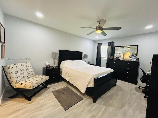 8002 Lagos De Campo Blvd Unit B-107, Tamarac, FL 33321 - bedroom featuring light wood-style floors, an office area, ceiling fan, and recessed lighting