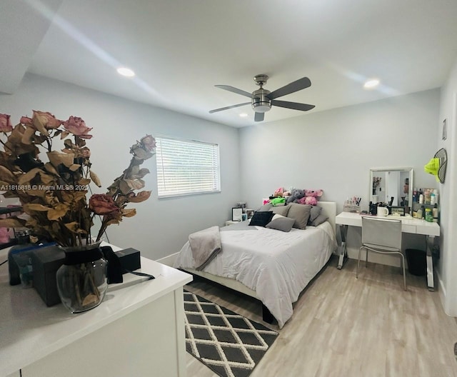 8002 Lagos De Campo Blvd Unit B-107, Tamarac, FL 33321 - bedroom with light wood-style floors, recessed lighting, and a ceiling fan