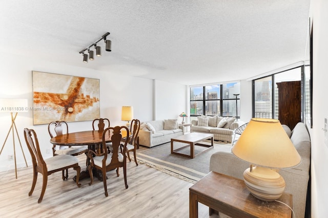 1901 Brickell Ave Unit B2413, Miami, FL 33129 - living area with light wood-type flooring, a textured ceiling, and rail lighting