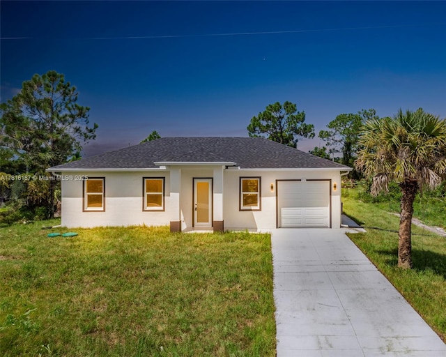 1351 Sulstone Dr, Punta Gorda, FL 33983 - ranch-style house featuring a garage, stucco siding, a front lawn, and driveway