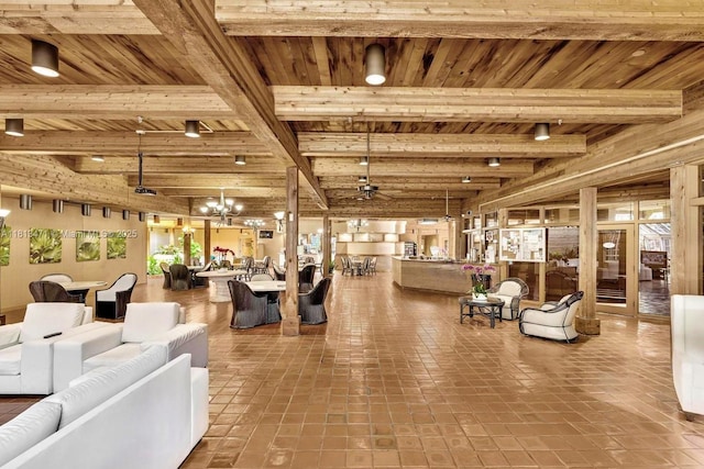 1000 Quayside Te Unit 410, Miami, FL 33138 - lobby with wood ceiling with exposed beams