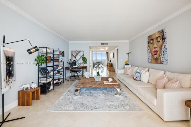 781 Crandon Blvd Unit 1802, Key Biscayne, FL 33149 - living room with crown molding and baseboards