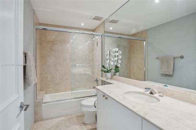 781 Crandon Blvd Unit 1802, Key Biscayne, FL 33149 - bathroom featuring vanity, toilet, enclosed tub / shower combo, and recessed lighting