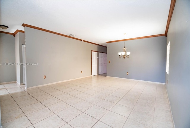 7997 NW 199th Ter, Hialeah, FL 33015 - unfurnished room with ornamental molding, a chandelier, and light tile patterned flooring