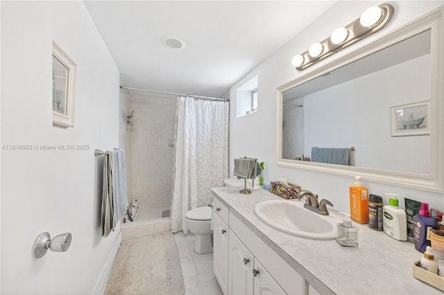 3550 NE 169th St Unit 112, North Miami Beach, FL 33160 - full bath with vanity, a stall shower, toilet, and marble look tile flooring