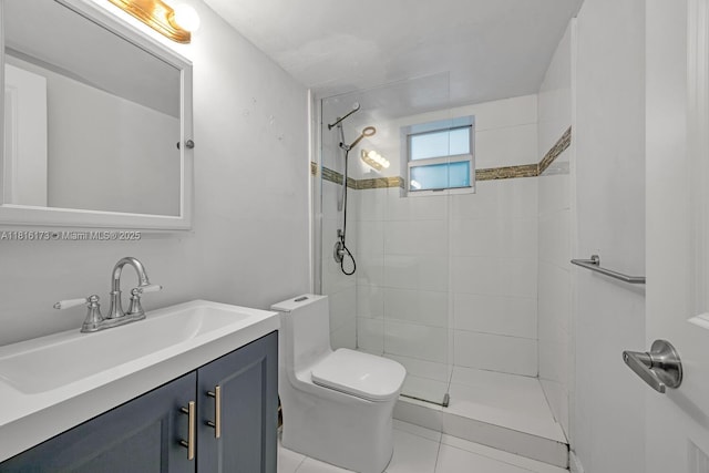2465 SW 18th Ave Unit 3210, Miami, FL 33145 - full bathroom featuring toilet, a tile shower, vanity, and tile patterned floors