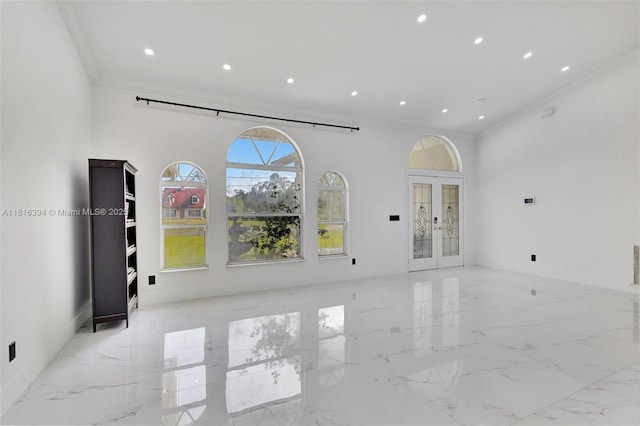 17084 N 33rd Rd N, Loxahatchee, FL 33470 - spare room with recessed lighting, marble tiled floors, and french doors