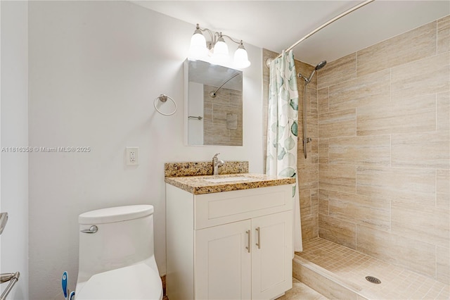 136 S Cypress Rd Unit 323, Pompano Beach, FL 33060 - bathroom featuring vanity, a tile shower, and toilet