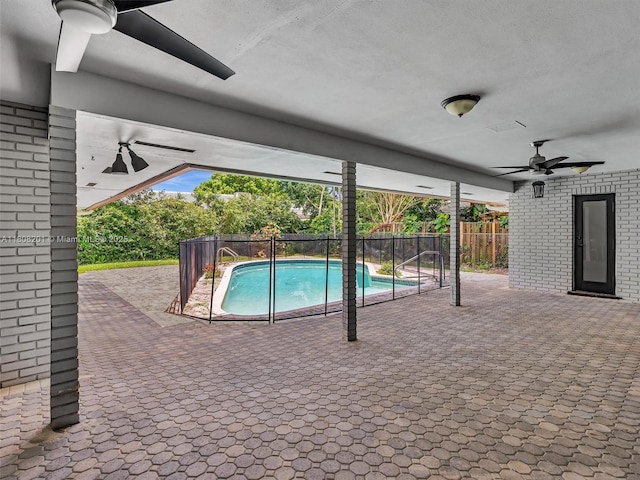 3121 N 52nd Ave, Hollywood, FL 33021 - view of swimming pool featuring a ceiling fan and a patio area